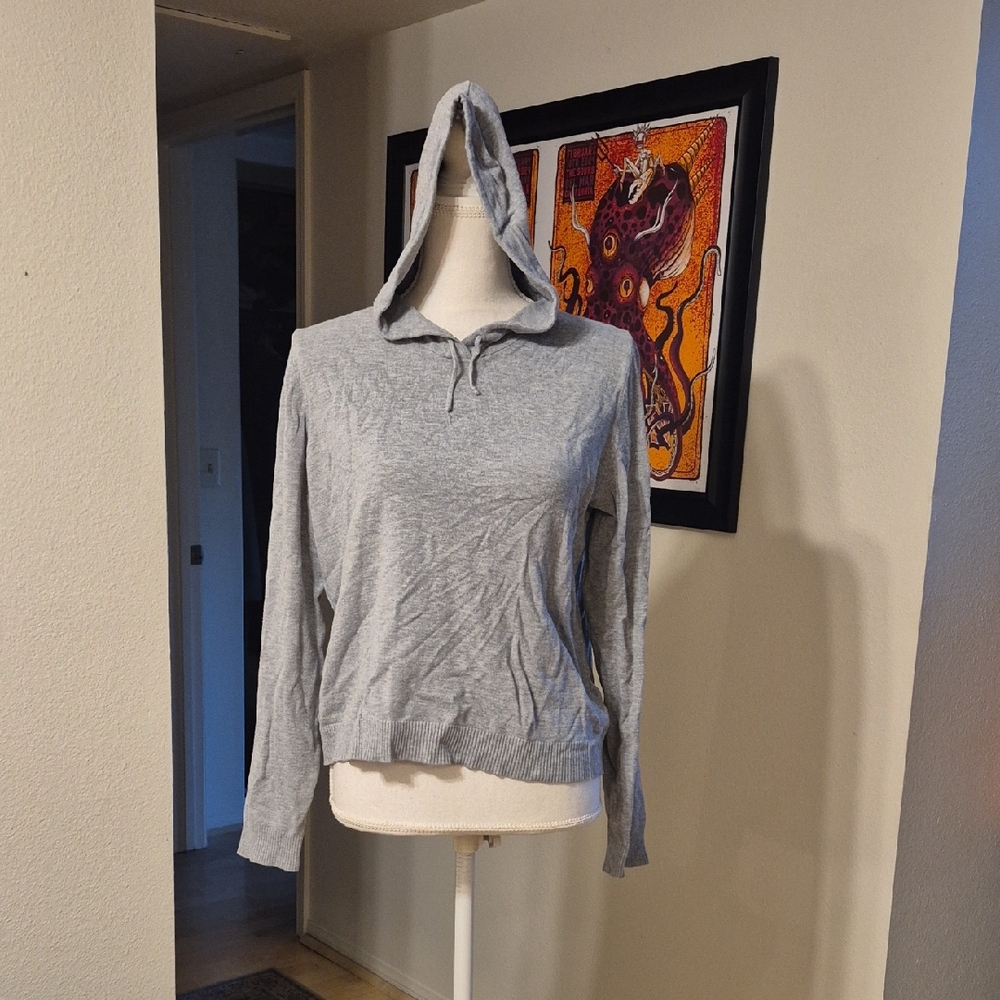 Gray Sweater Hoodie Back Wrap